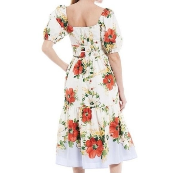 Vince Camuto Puff Sleeve Floral Dress Size 6 - Picture 2 of 10